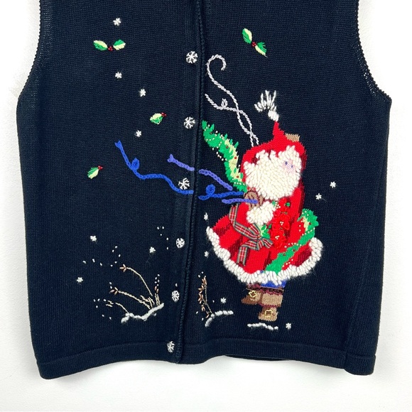Vintage 1998 Susan Bristol Holiday Santa Sweater Vest - Picture 4 of 14